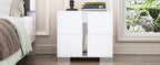 Elegant Nightstand with Metal Foot, Mirrored Bedside Table