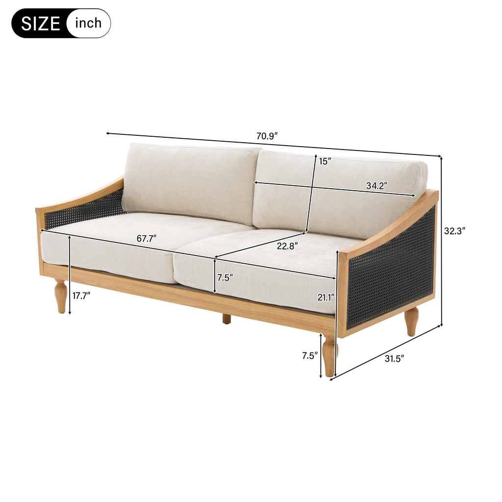 70.9" Mid-Century 3-Seater Sofa Couch