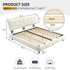 Queen Size Tufted Bed Frame with Extra-Large Ultra-Soft Cloud Pillow Design