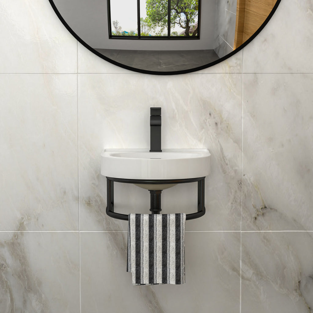 16"x14" Wall-Mounted Ceramic Bathroom Sink