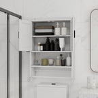 Bathroom Wall Cabinet with Doors, Adjustable Shelf, Towel Bar and Paper Holder