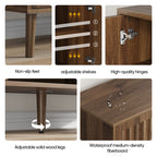 55-Inch Wooden TV Cabinet with 2 Vertical Groove Doors