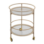 Round Bar Cart with Tempered Glass Shelves