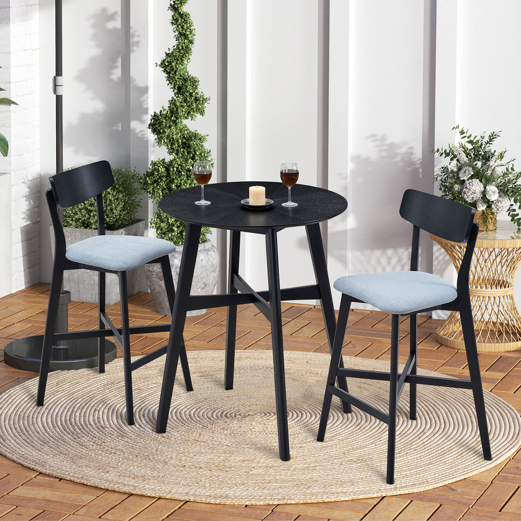 Wooden Bar Chairs Set of 2