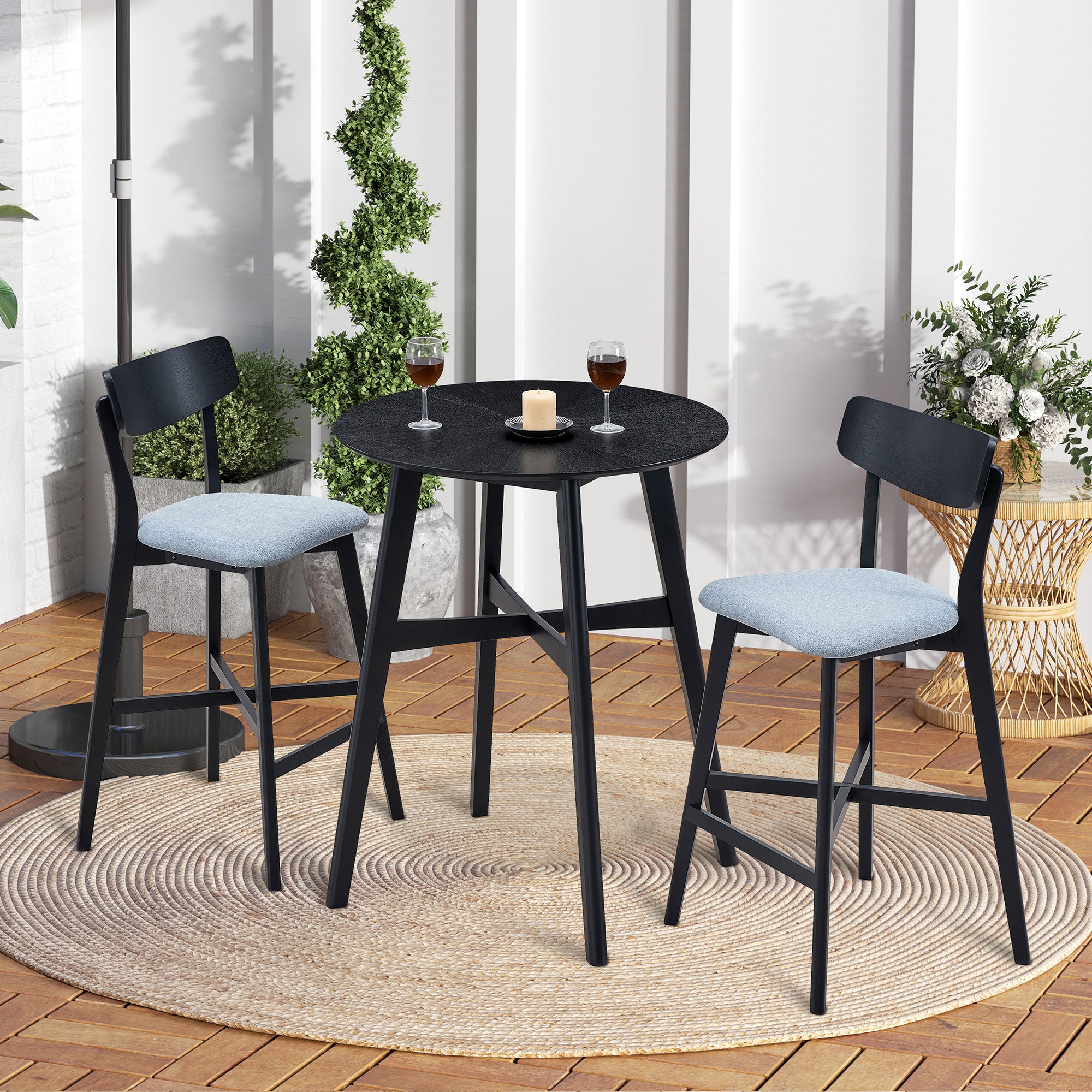 Wooden Bar Chairs Set of 2