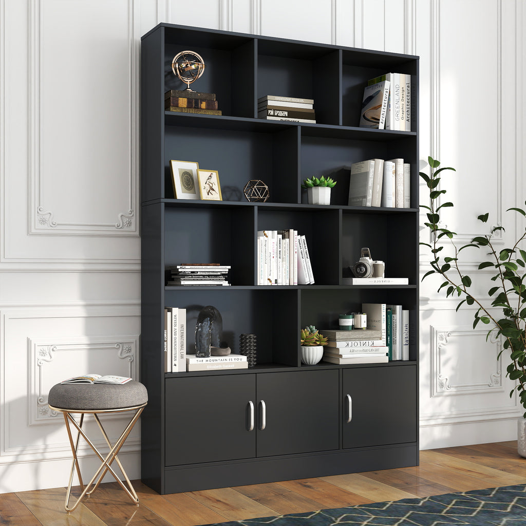 70.87" Tall Bookshelf with 10 Cubes and 3 Doors