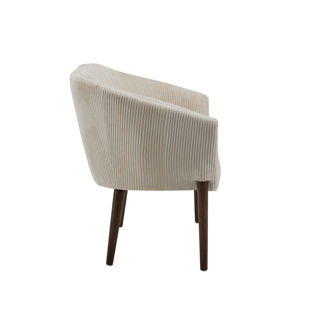 Corduroy Recessed Arm Loveseat (Beige + Walnut)