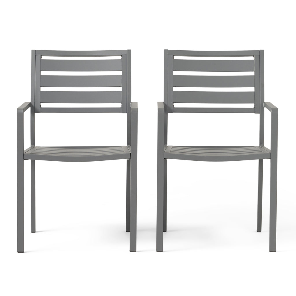 Outdoor Modern Aluminum Dining Chair Set of 2