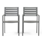 Outdoor Modern Aluminum Dining Chair Set of 2