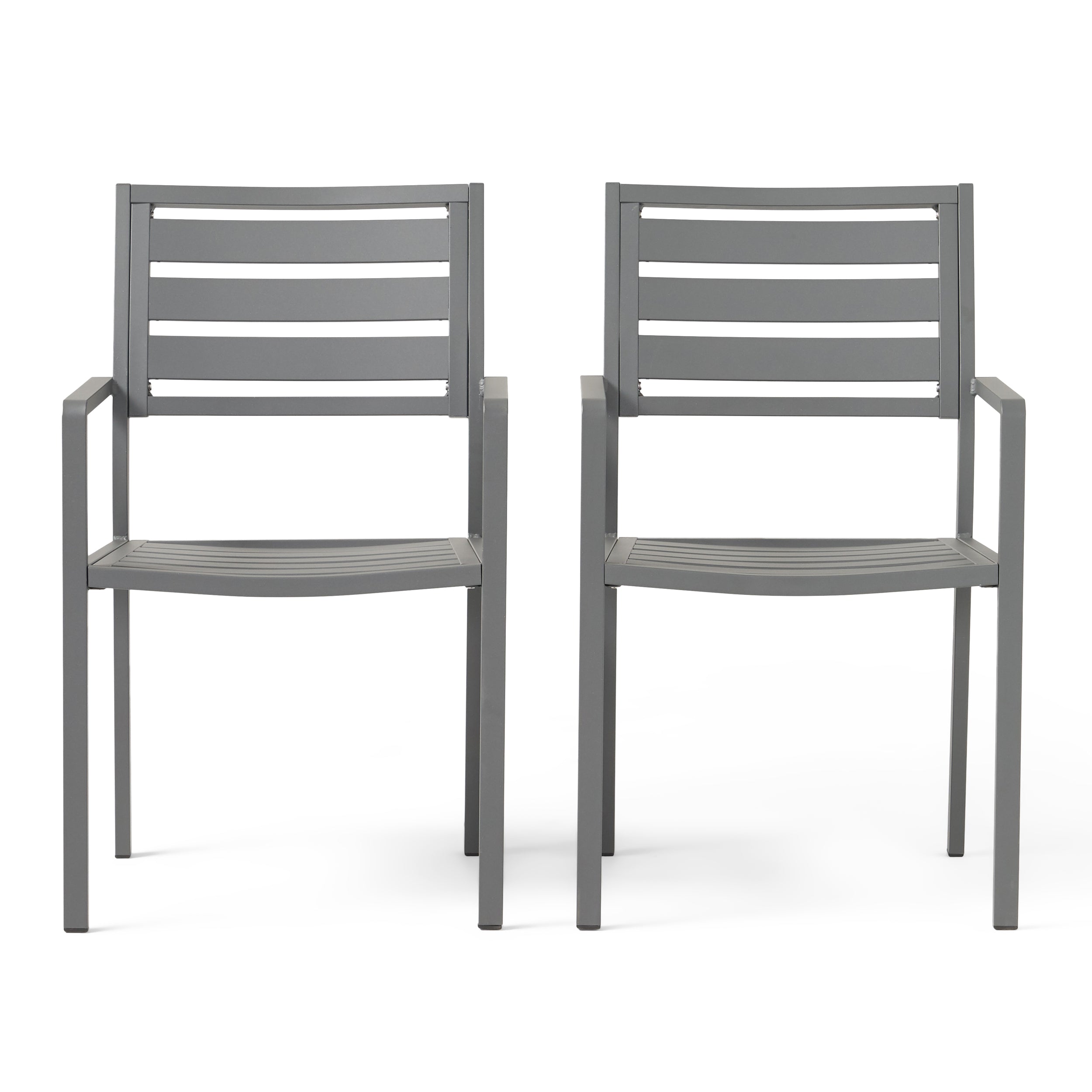 Outdoor Modern Aluminum Dining Chair Set of 2