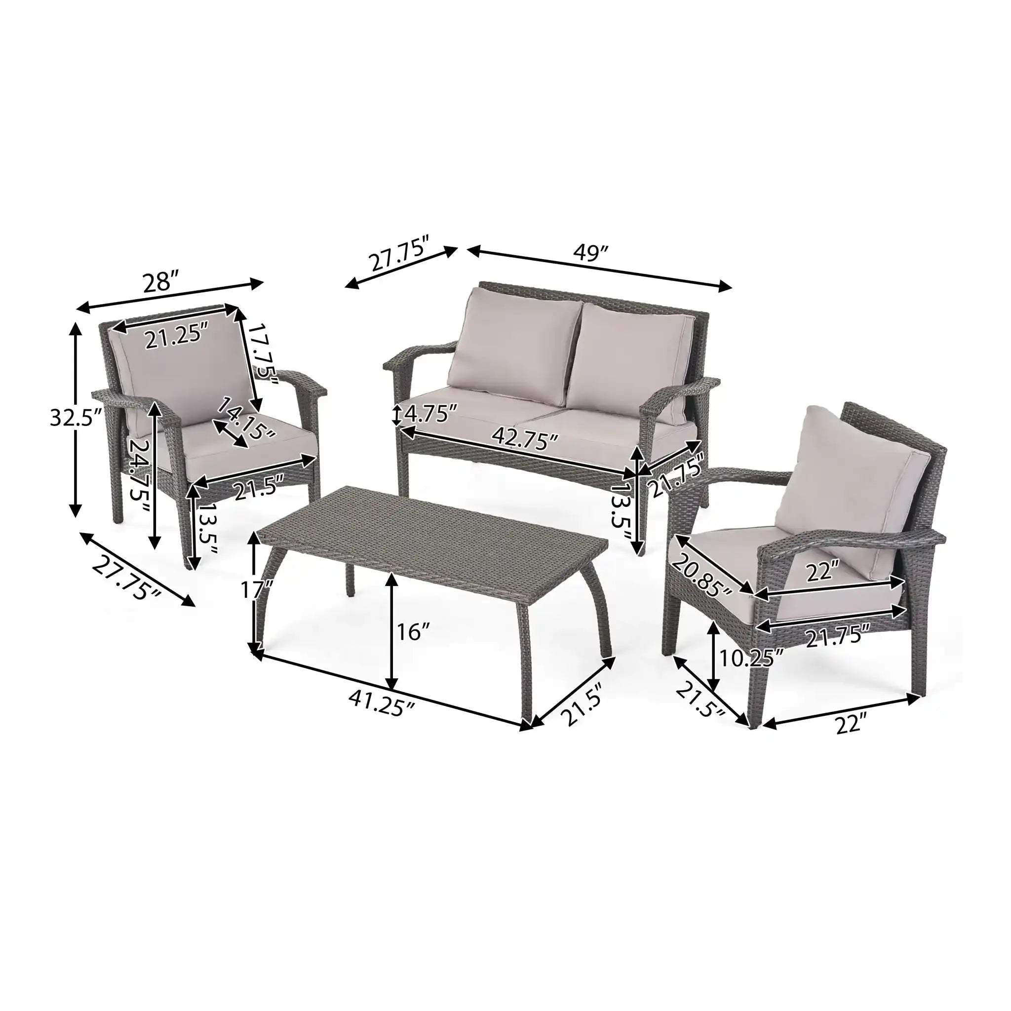 Honolulu 4-Piece Outdoor Wicker Seating Set