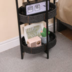 Small Handwoven Side Tables – 3-Tier Oval Organizer