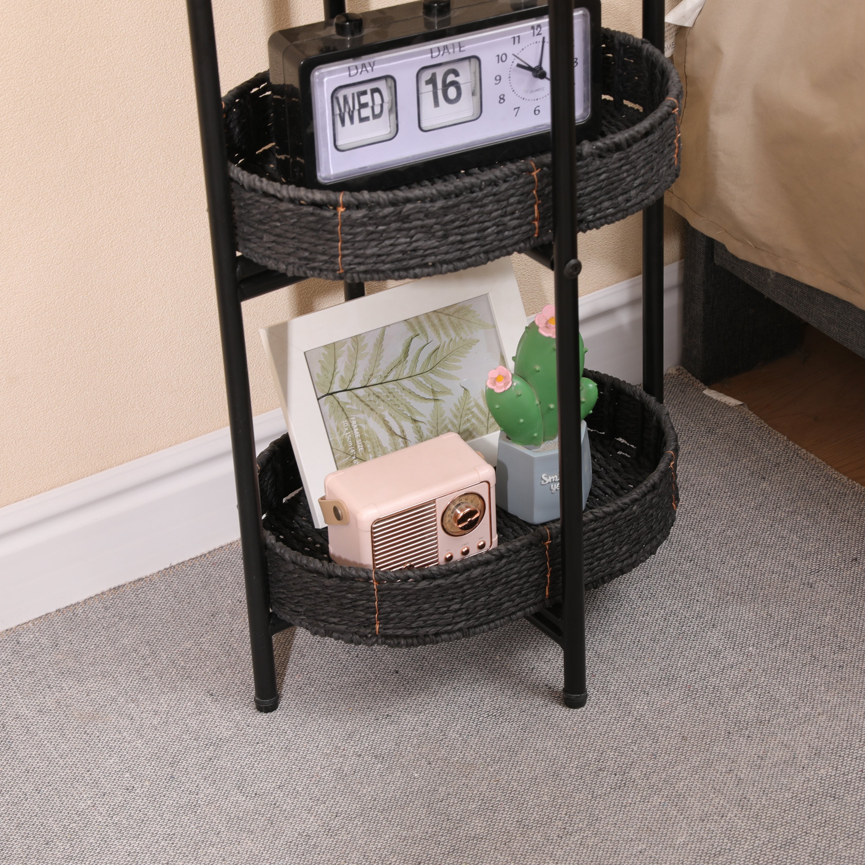 Small Handwoven Side Tables – 3-Tier Oval Organizer