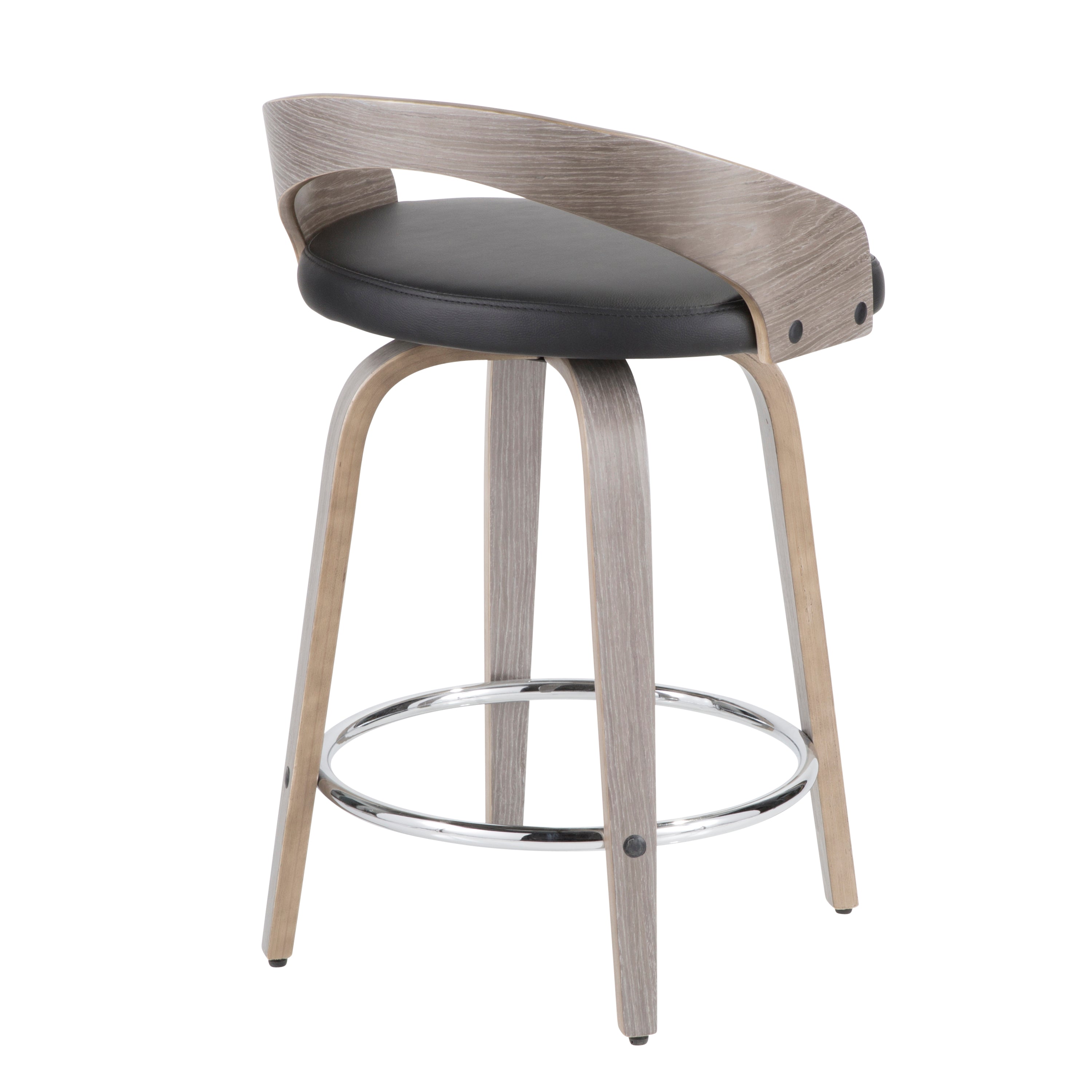 25" Mid-Century Modern Fixed Height Counter Stool with Swivel in Light