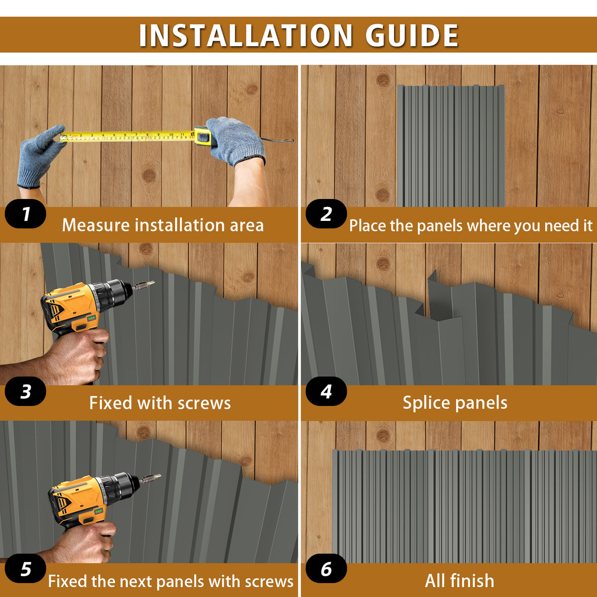 20 Pcs Corrugated Galvanized Metal Roofing Panels
