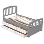 Twin Size Platform Storage Bed with 6 Drawers, Grey