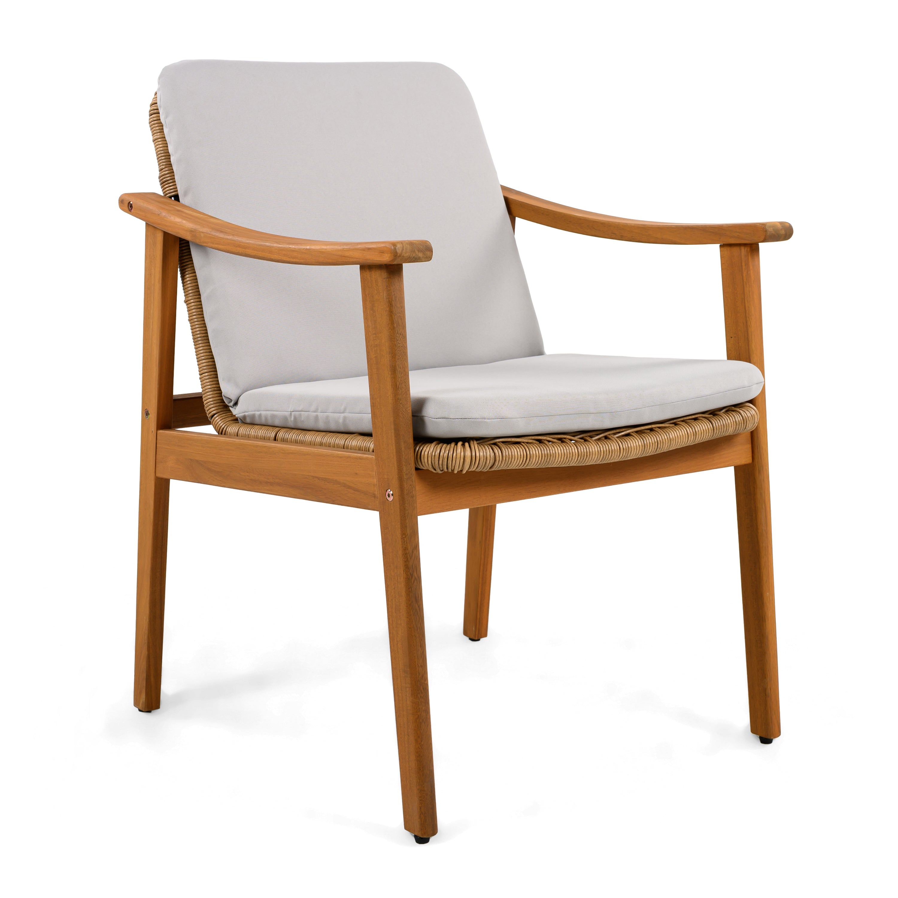Outdoor Dining Chairs Set of 2, Teak Color Acacia Wood Frame