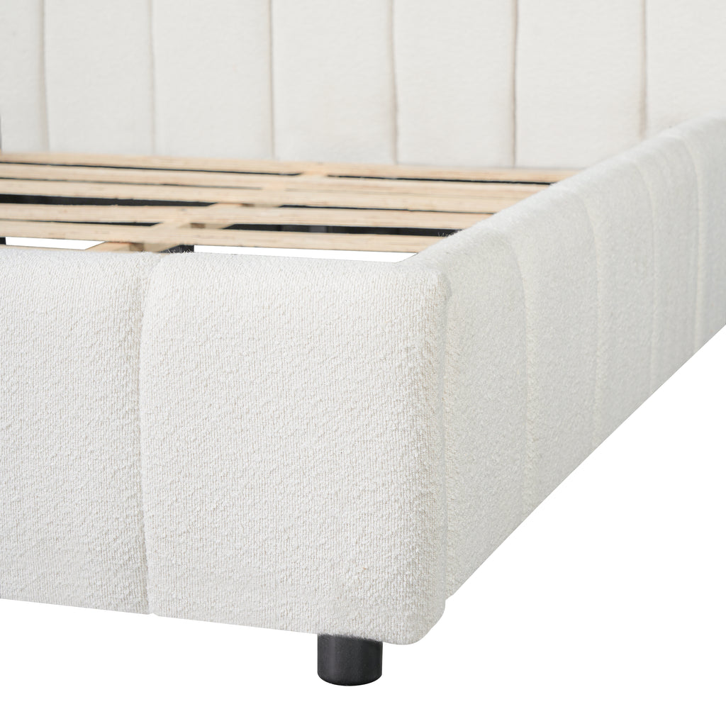 Queen Size Upholstered Bed Frame with Thick Fabric