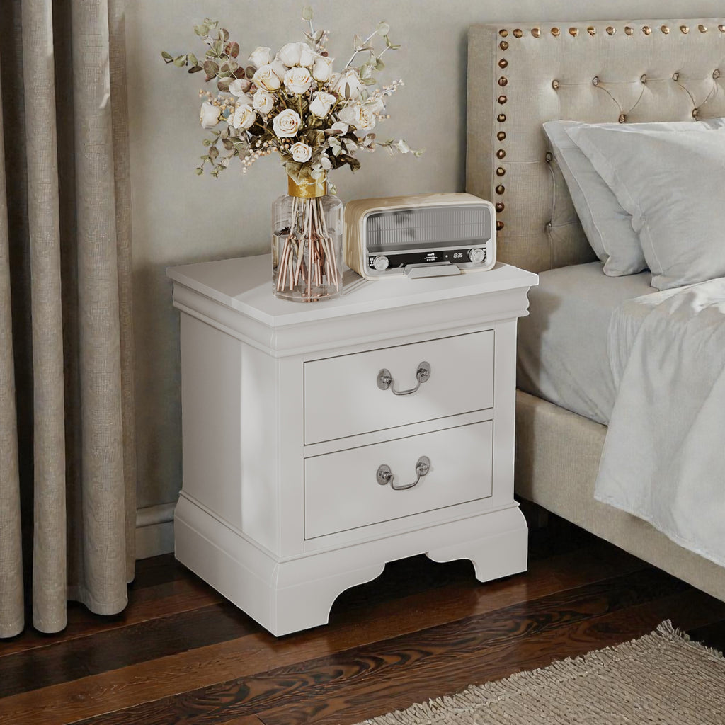 Classic Wooden Nightstand - White