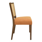 Rattan Dining Chair Without Arm (Walnut + Caramel) Set of 2