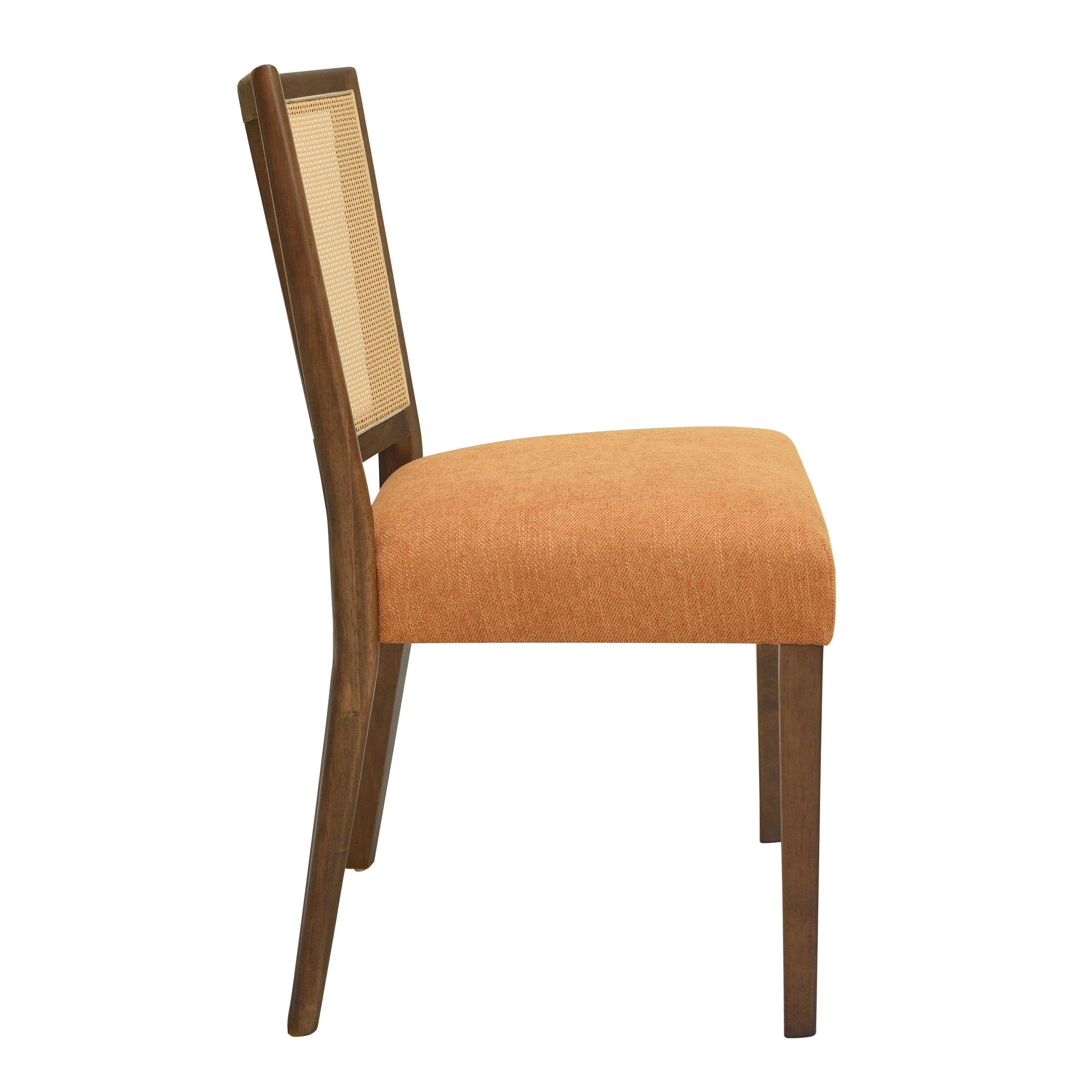 Rattan Dining Chair Without Arm (Walnut + Caramel) Set of 2