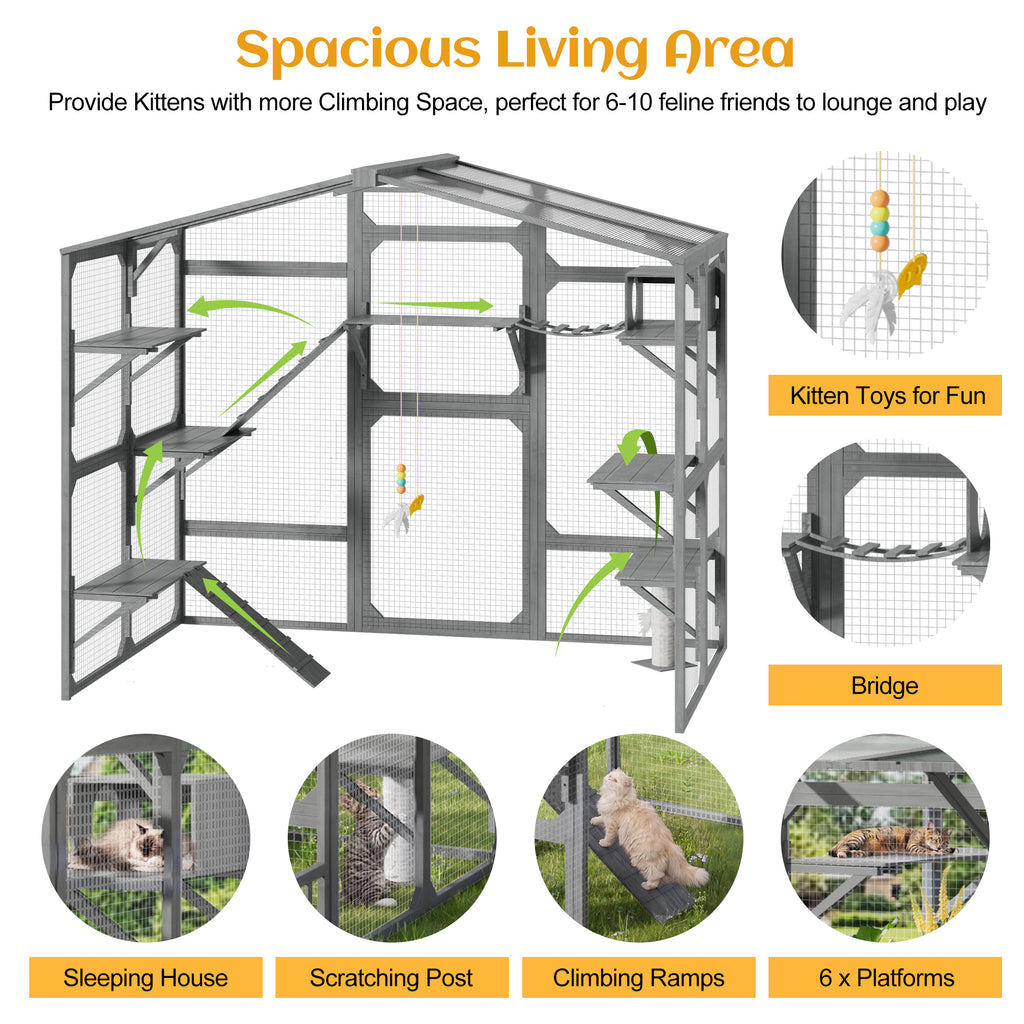 Large Outdoor Catio for 6-10 Cats