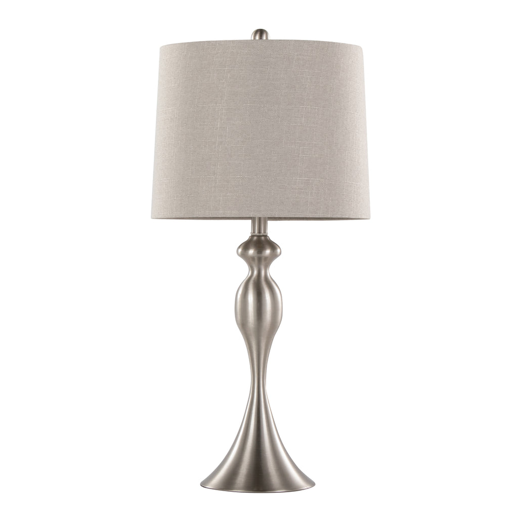 27" Contemporary Metal Table Lamp in Brushed Nickel