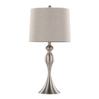27" Contemporary Metal Table Lamp in Brushed Nickel