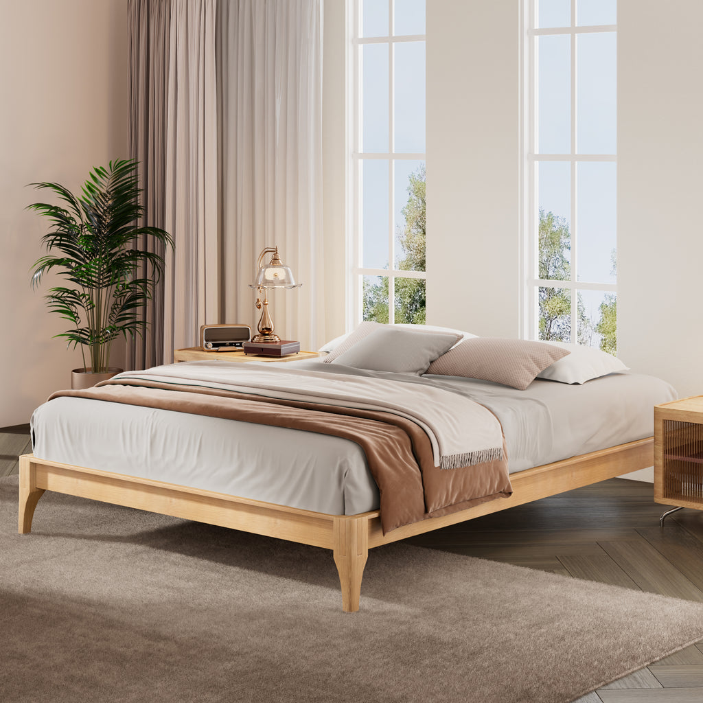 12 Inch King Size Solid Dry Bamboo Wood Platform Bed Frame