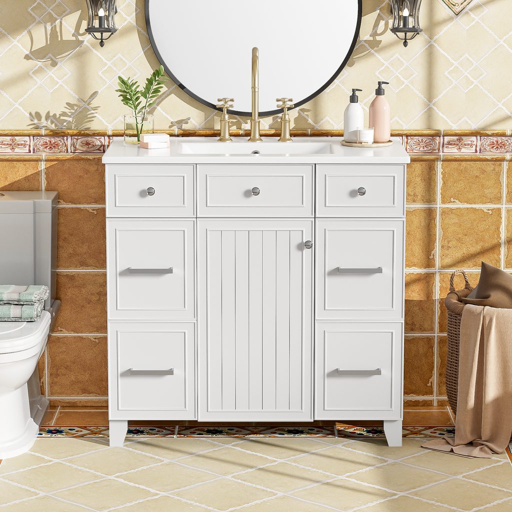 36" Bathroom Vanity with Ceramic Sink