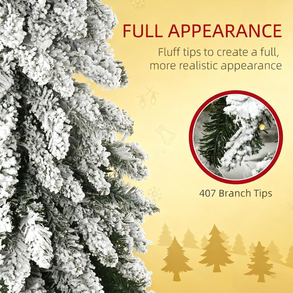 Downswept Shape Artificial Christmas Tree, 6-Foot Slim, Snow-Frosted, Prelit LED