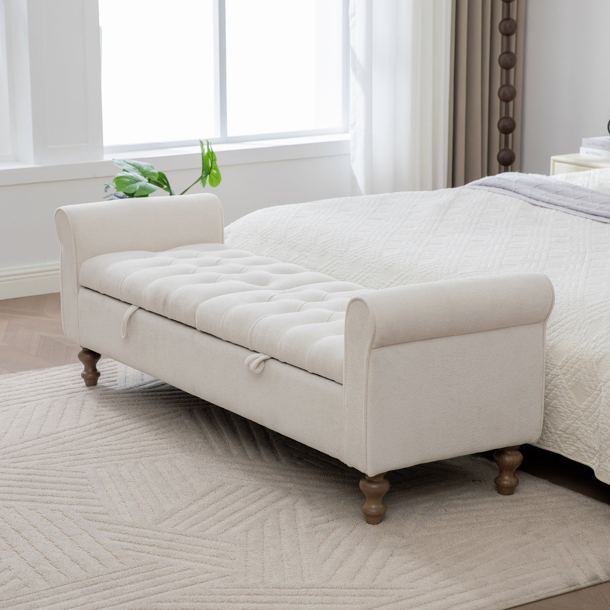 65.75" Wide Modern Upholstered Storage Bench