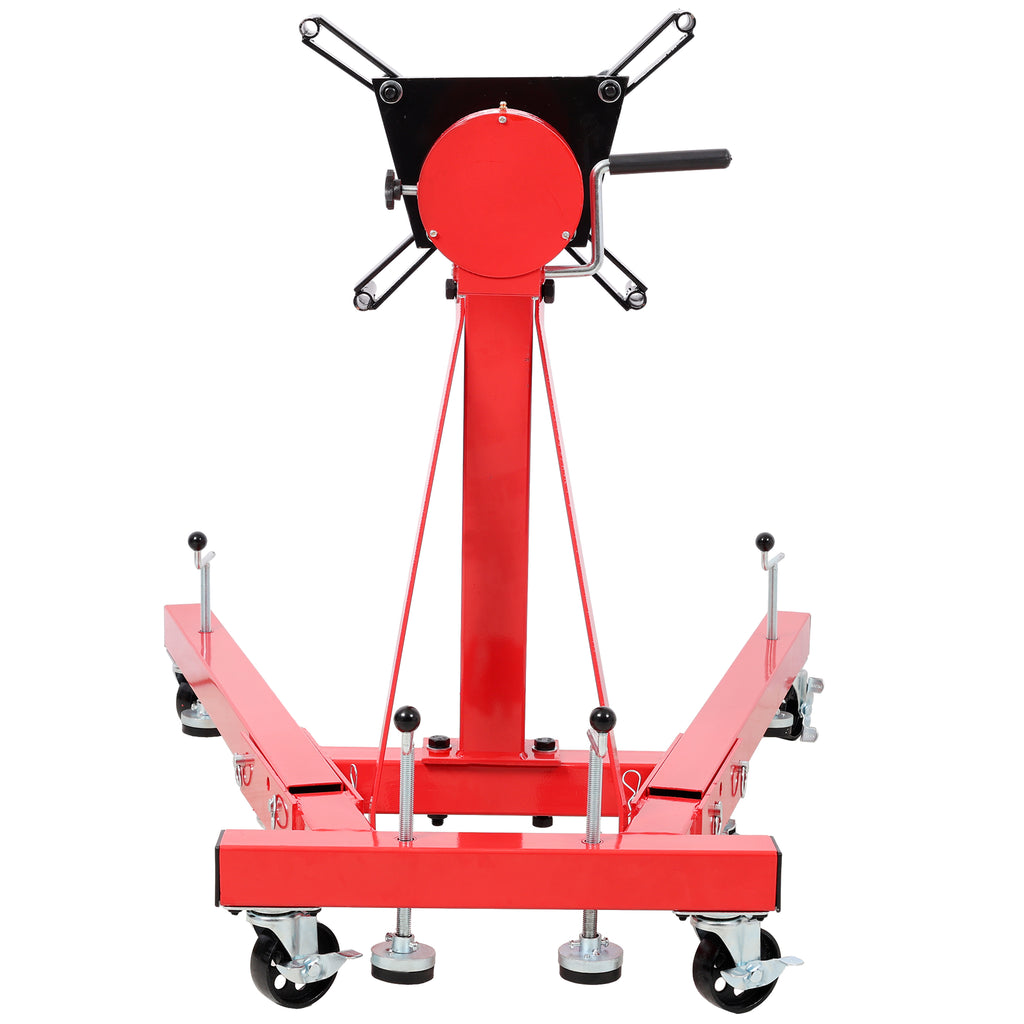 1500-lb Folding Engine Stand, Geared Rotating Head, 360-Degree Adjustable, Red