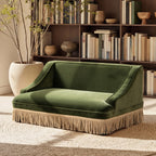 Duchess 33" Medium Princess Pet Bed Sofa with Fringe Skirt, Olive