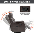 Brown Faux Leather Heat Massage Manual Recliner Chair