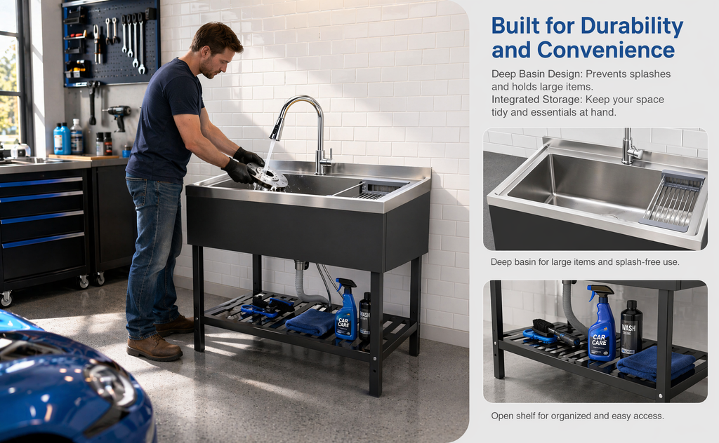 Freestanding Stainless Steel Utility Sink