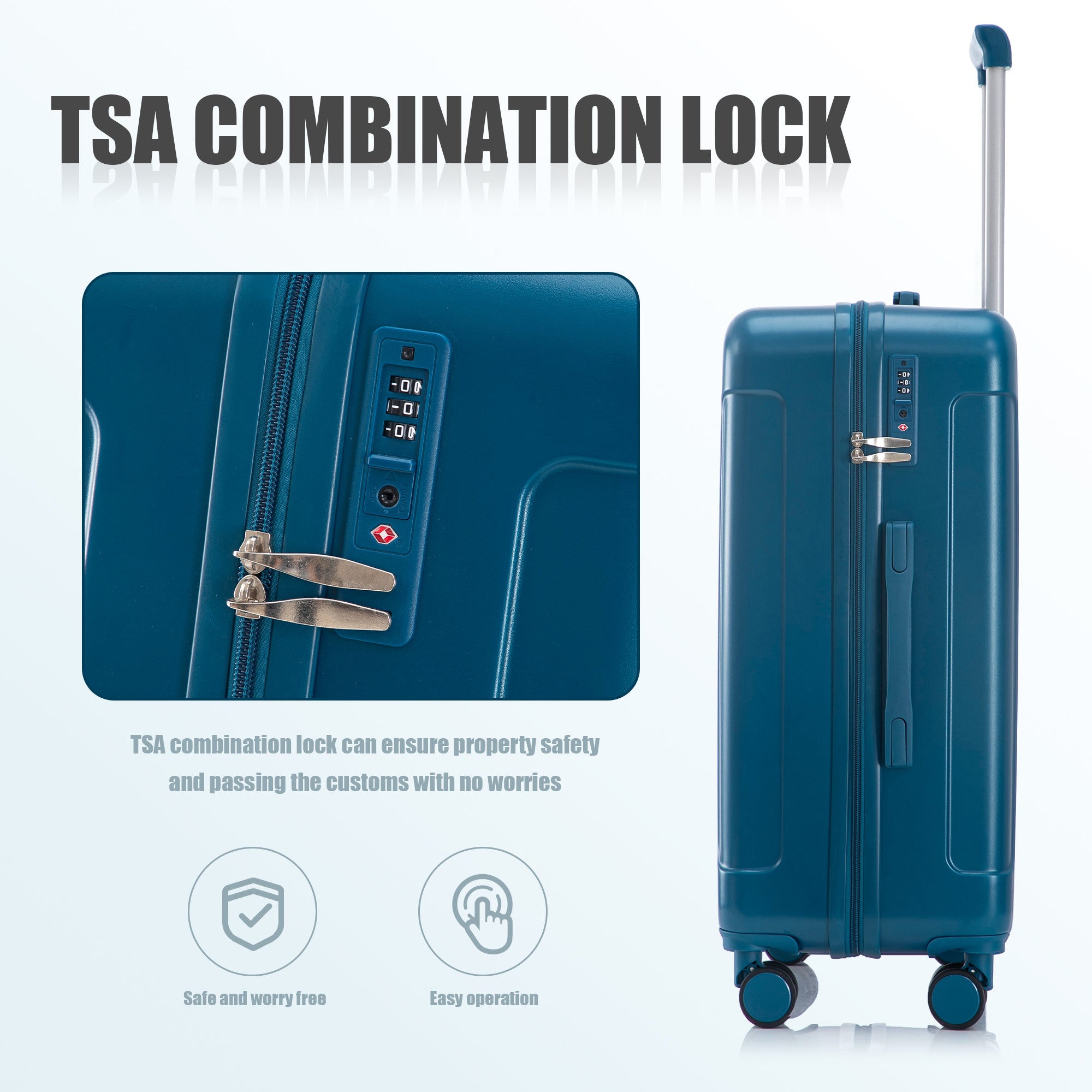 3-Piece ABS Spinner Wheel Luggage Set in Dark Blue
