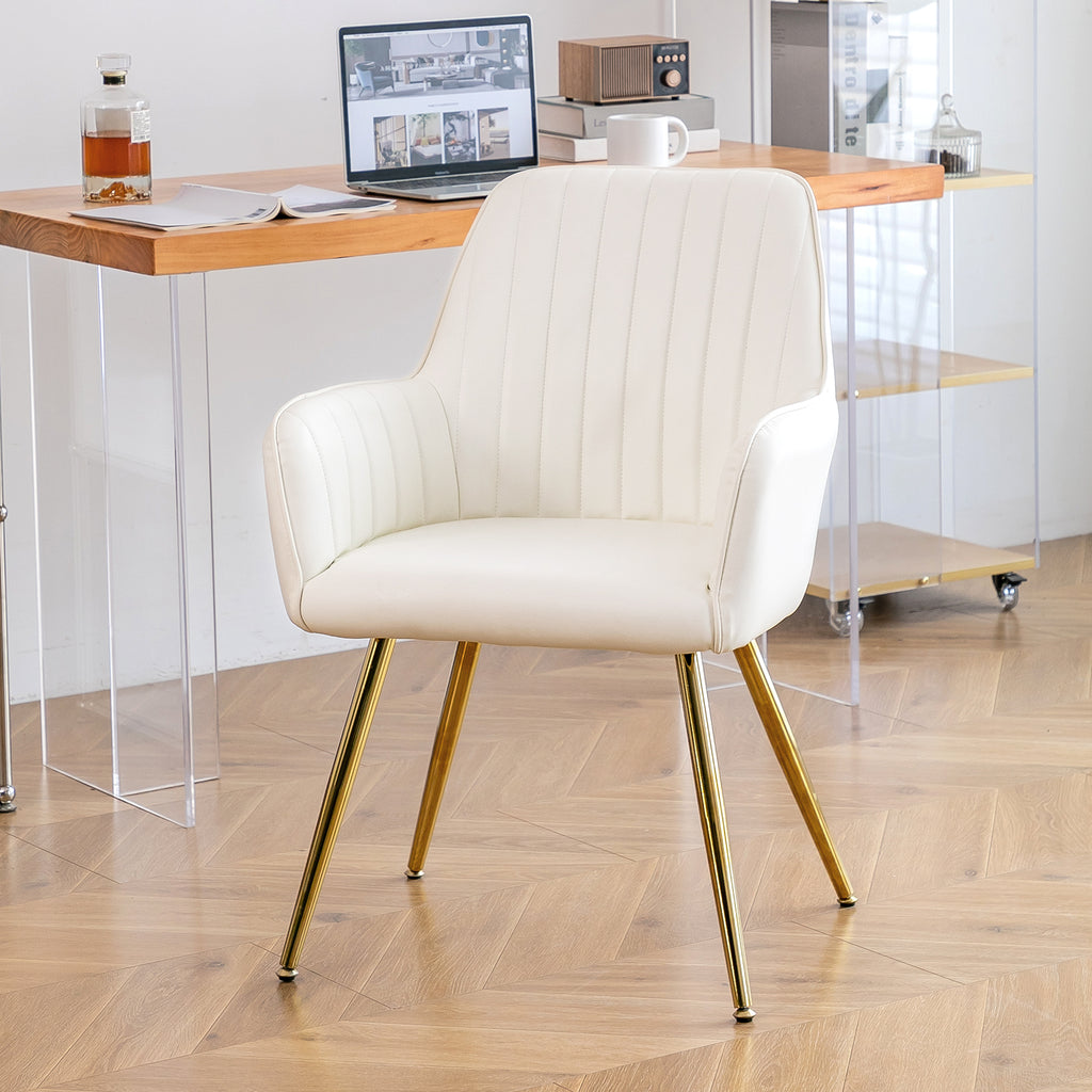 Faux Leather Dining Chair Set of 2 - Modern Mid-Back Accent Chairs