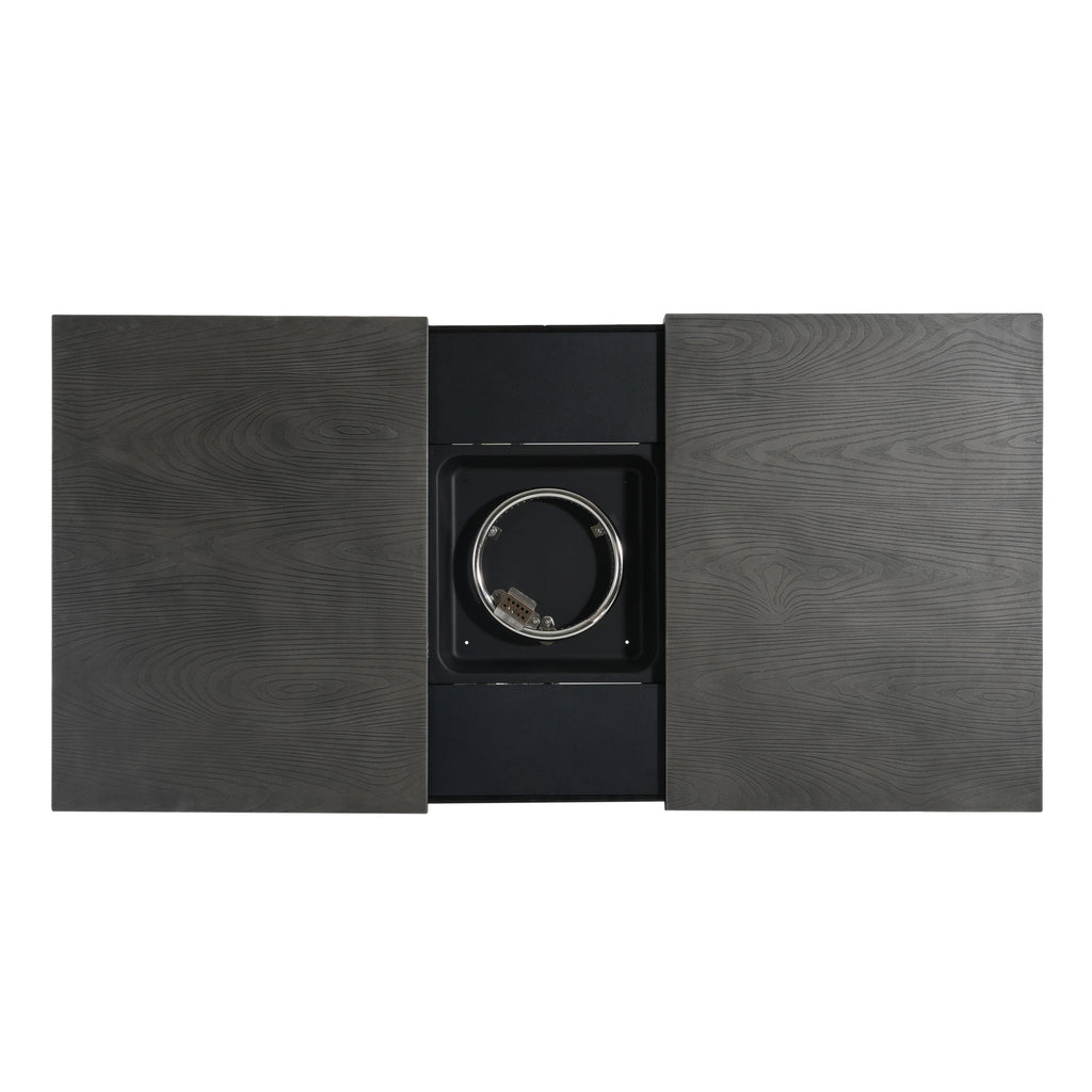 Extendable Rectangle Aluminum Alloy Fire Pit Table, 50,000BTU
