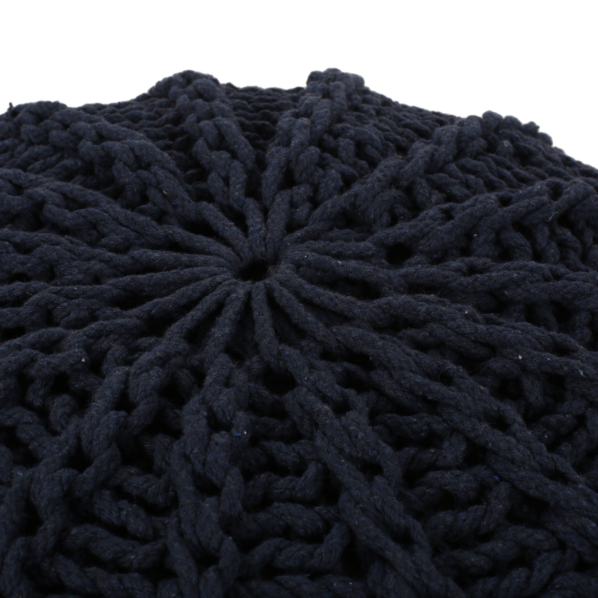 Bordeaux Knitted Cotton Round Pouf Ottoman and Floor Cushion