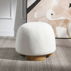 Fully Assembled Round Soft Teddy Fabric Upholstered Ottoman