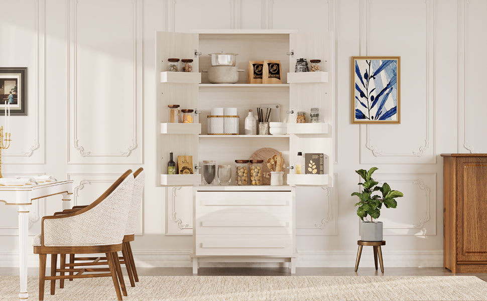70" Kitchen Pantry Cabinet with 2 Cabinet Shelves