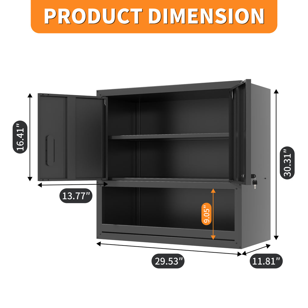 Metal Wall-Mounted Tool Storage Cabinet with Locking Door