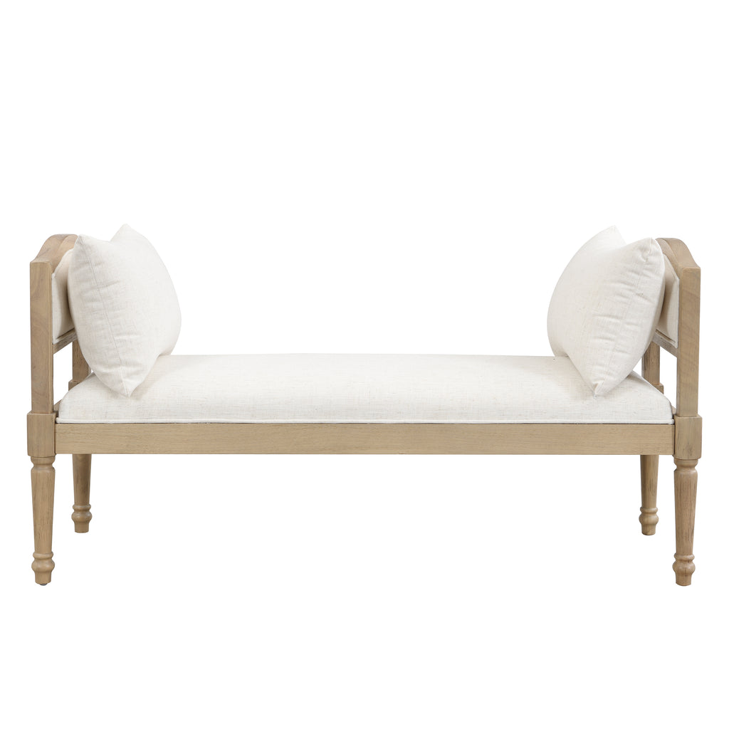 Upholstered Bench with Turned Legs & Side Cushions