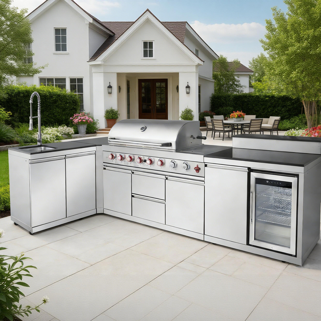 Outdoor Kitchen Island with 6+1 Burner Propane Gas BBQ Grill