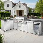 Outdoor Kitchen Island with 6+1 Burner Propane Gas BBQ Grill