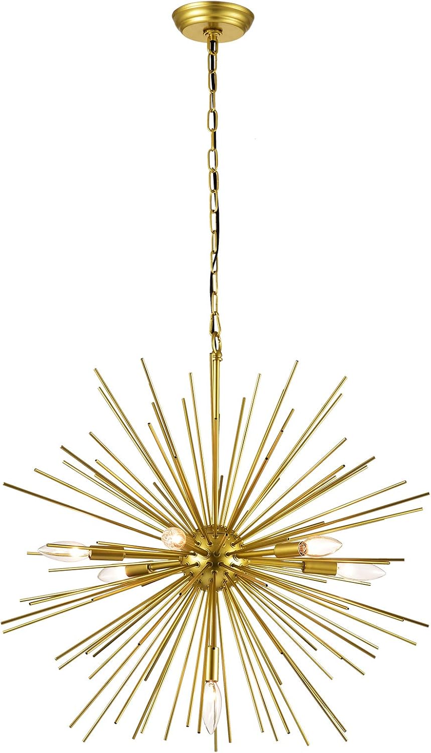 Gold Sputnik Chandelier, 7-Light Satellite Pendant, 25.6 Inch