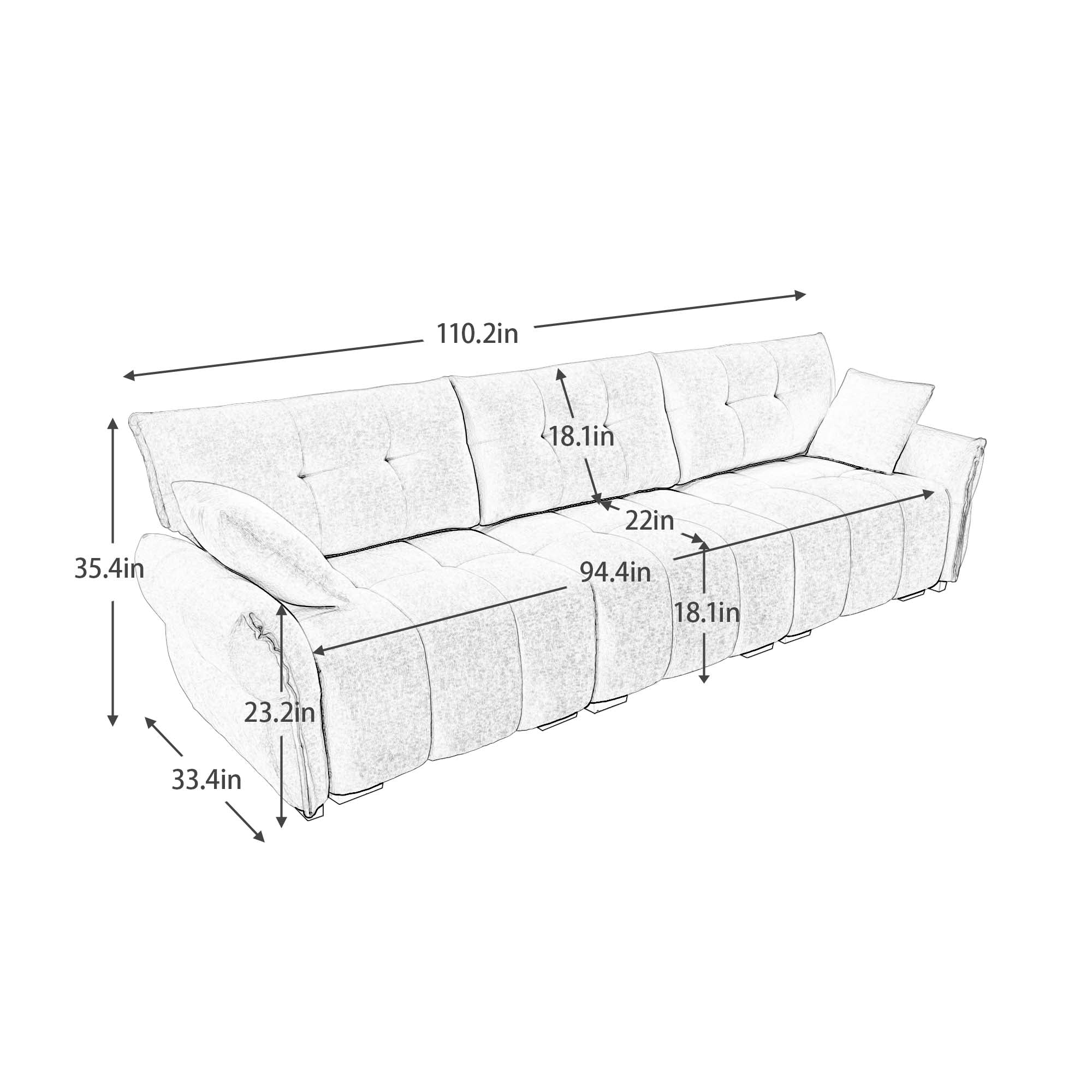 3-Seater Sofa Set with Pillows