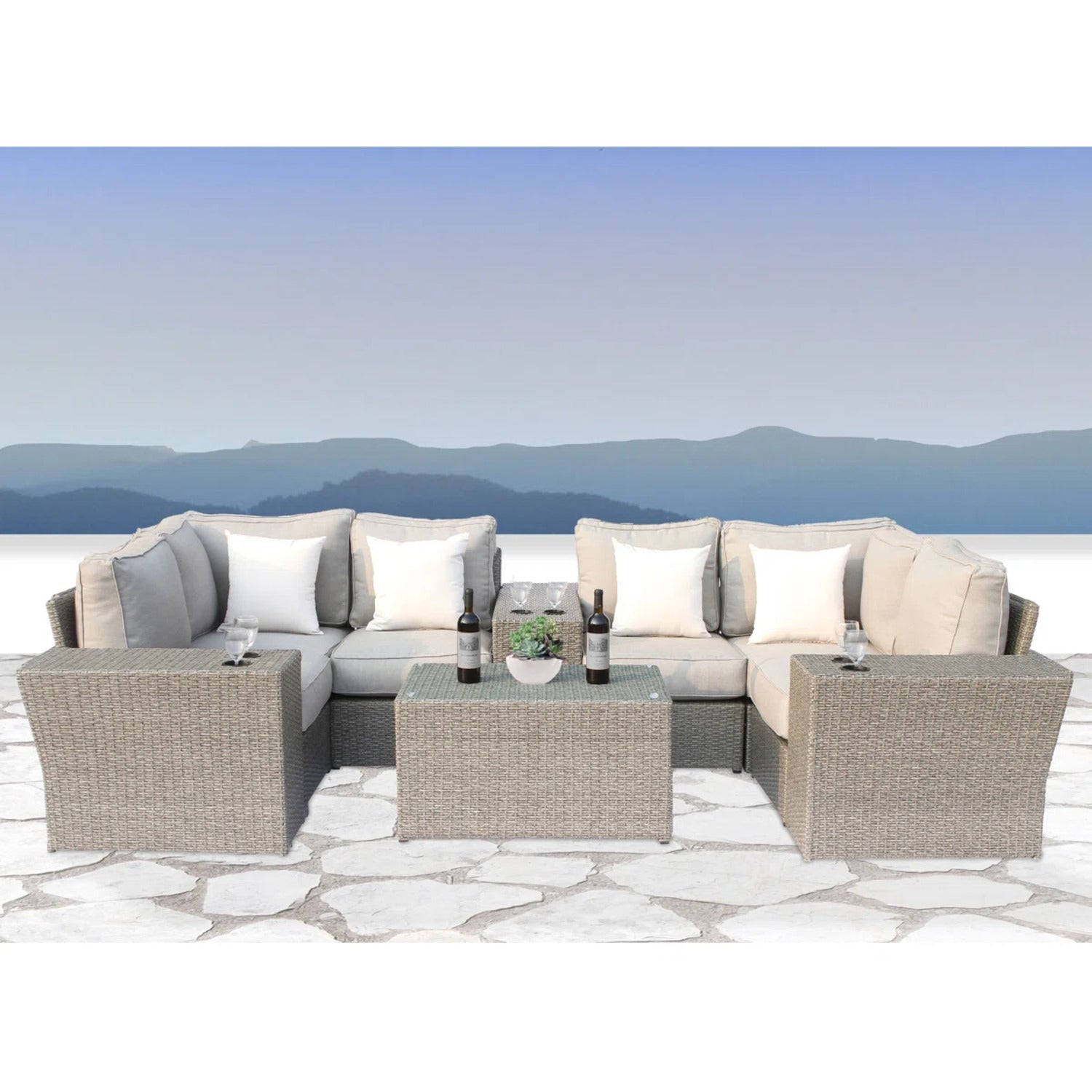 Fully Assembled Outdoor Wicker Seating Group for 4 with Cushions