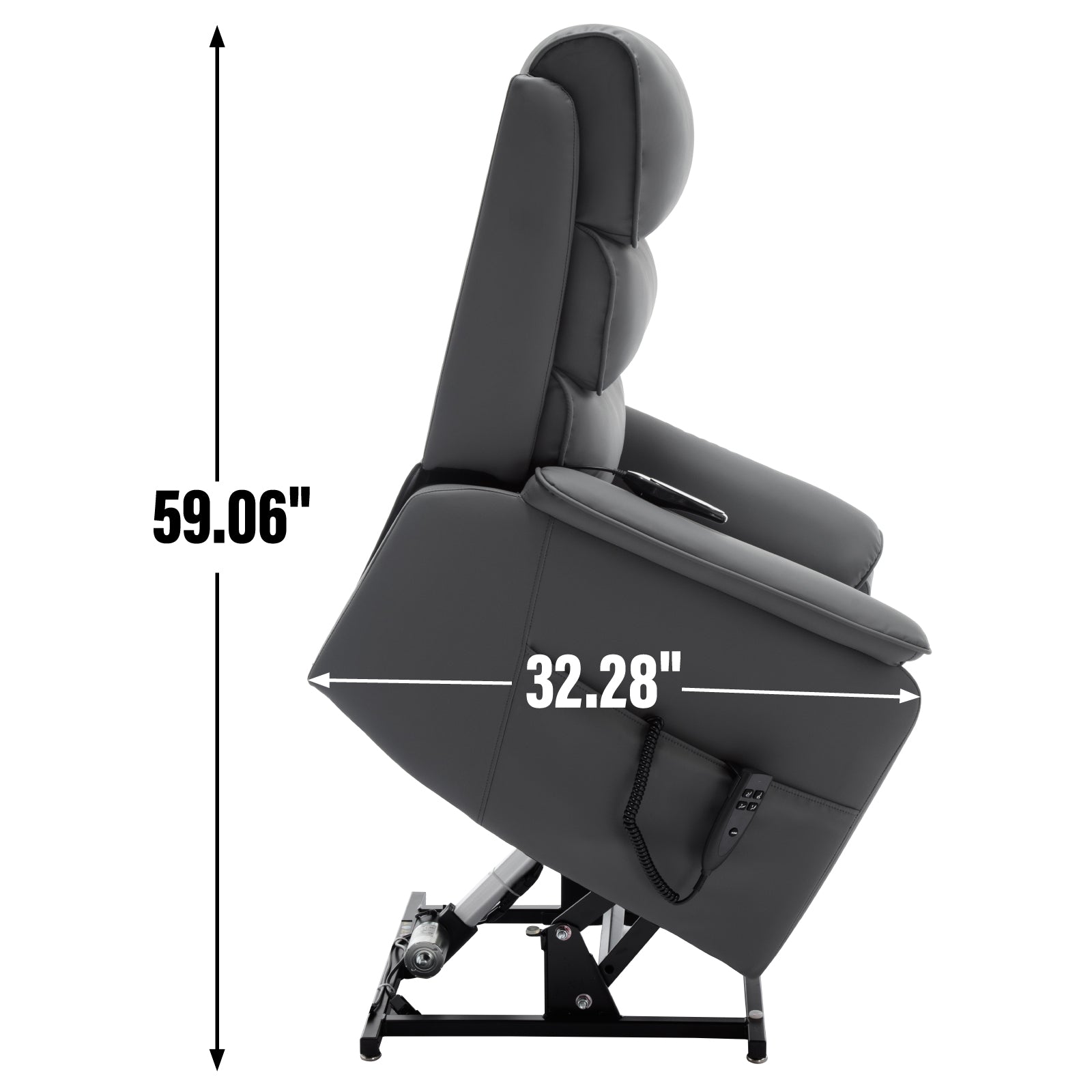 Grey Cat-proof Leather Dual Motor Power Lift Recliner Chair